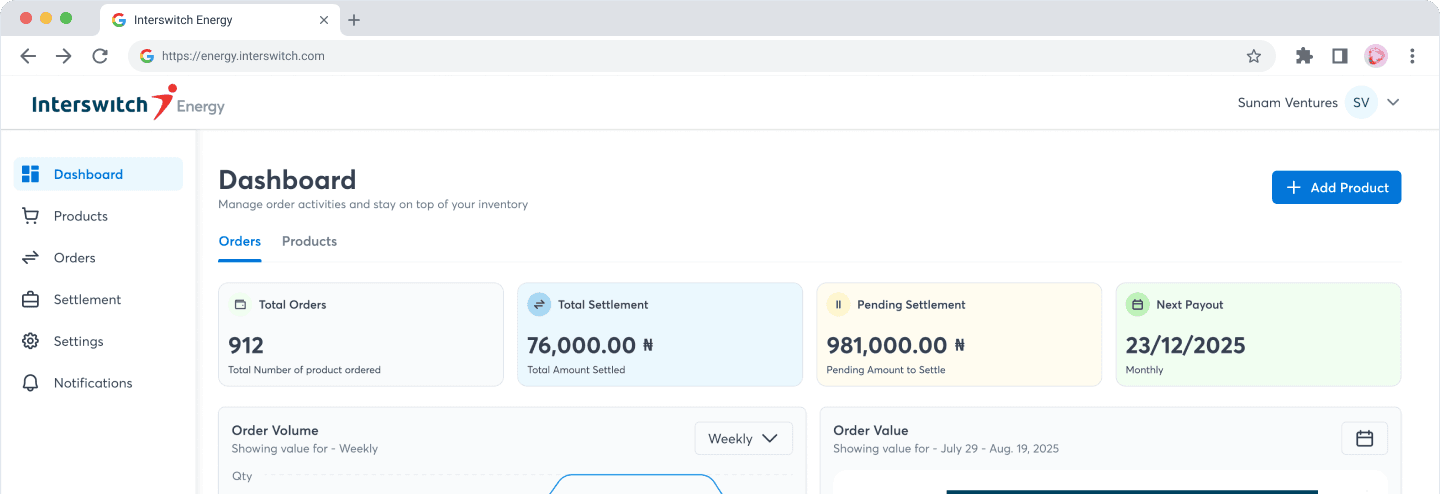 Vendor dashboard preview